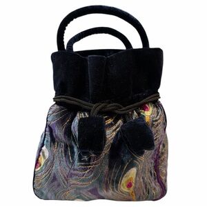 J & X NY Velvet Peacock Pattern Handbag‎